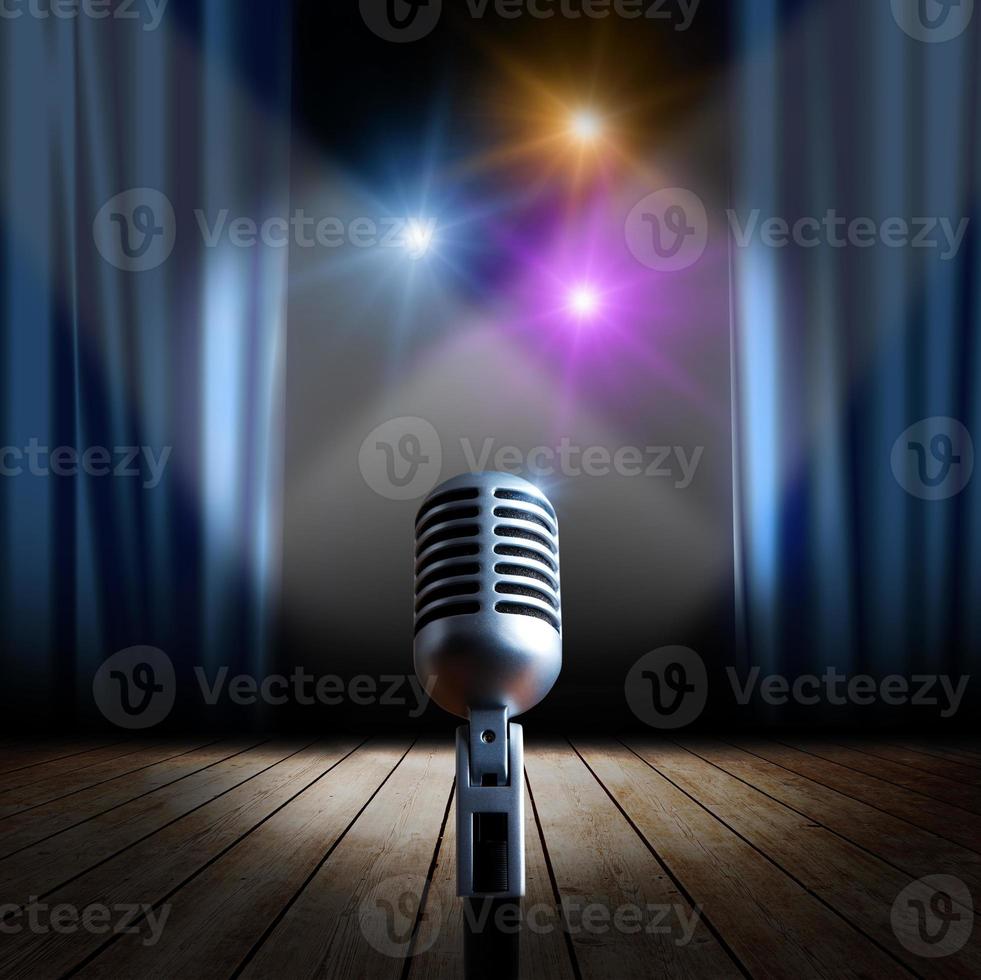 Stage and retro microphone photo