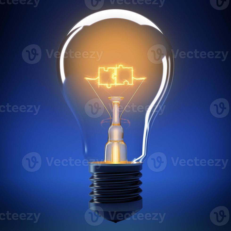 Bulb light puzzle 3D rendering photo