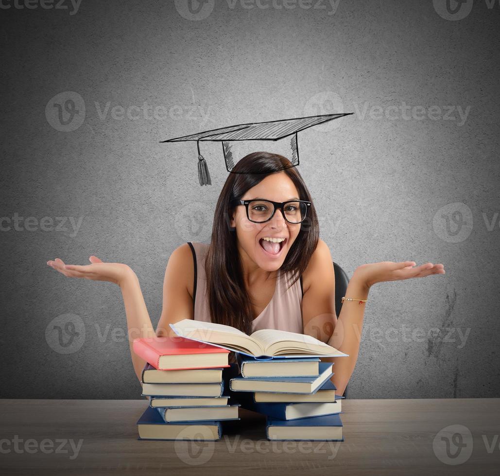 Student arrives at graduation photo