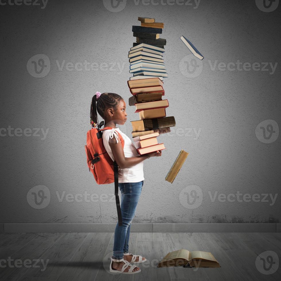 Pile of books for a little girl photo