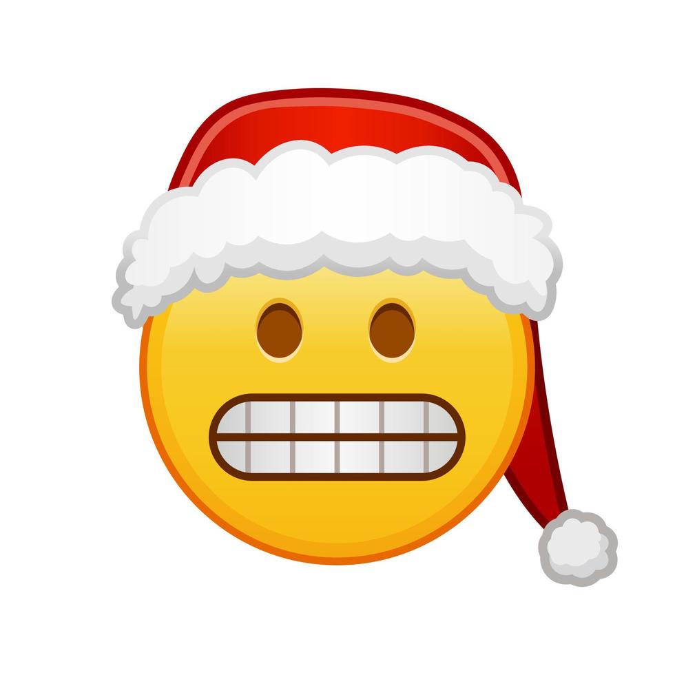 Navidad mueca en el cara grande Talla de amarillo emoji sonrisa vector