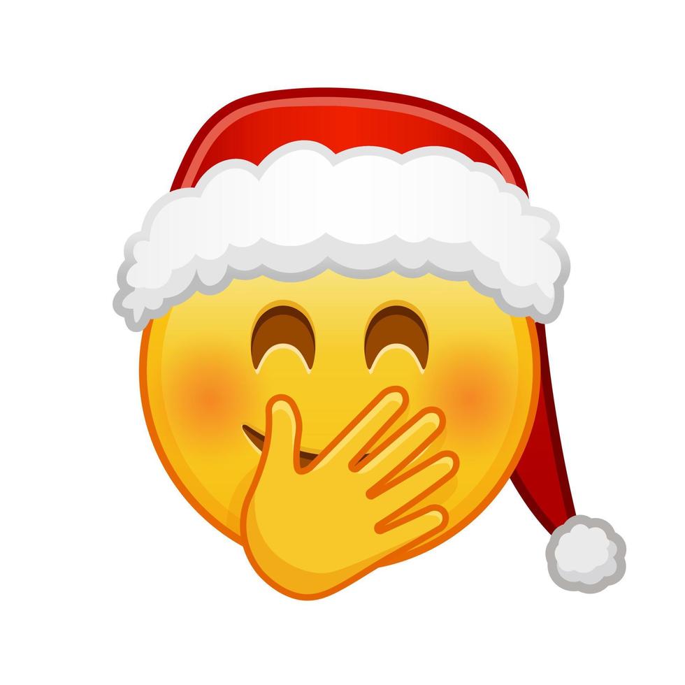 Christmas smiling face with smiling eyes covering mouth with hand vector