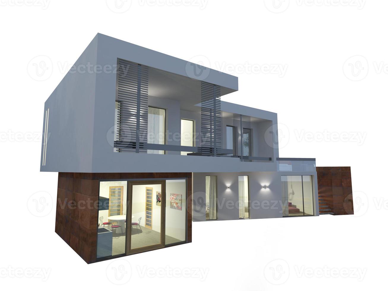 Real estate sale concept new house in project. 3d rendering photo