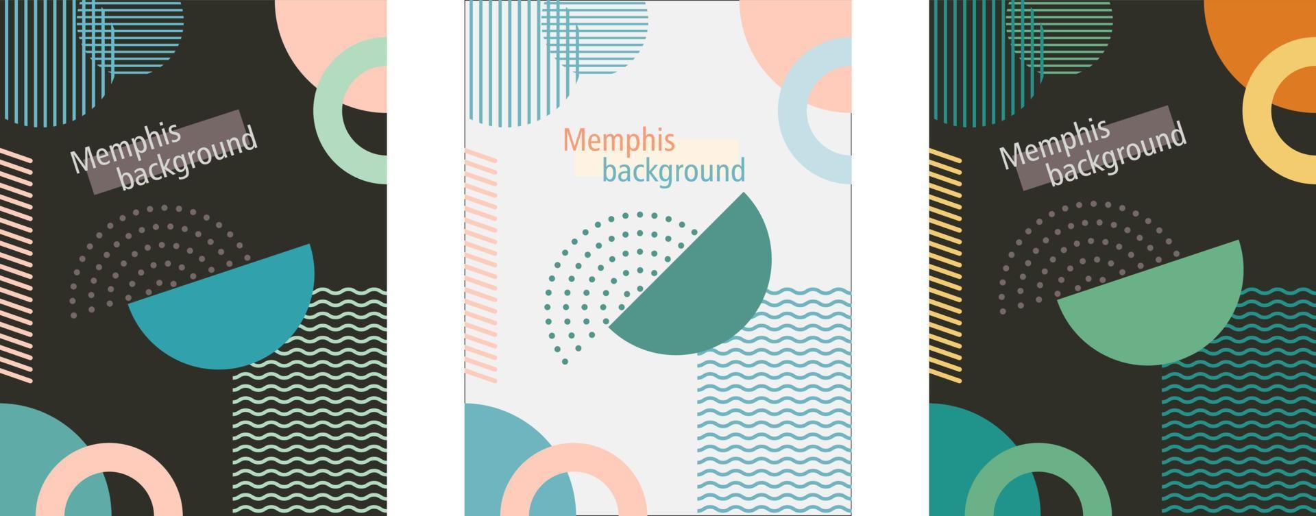 conjunto de resumen geométrico pancartas con sitio para texto con memphis estilo elementos vector