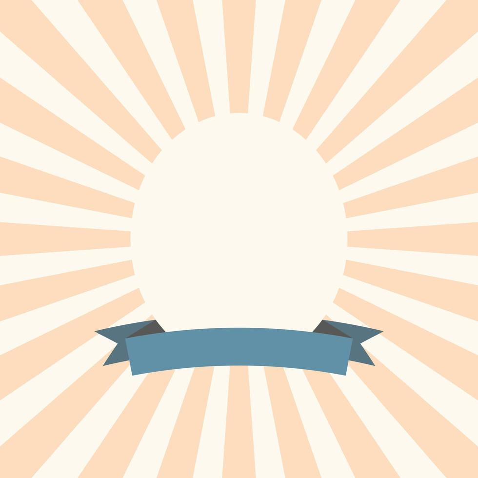 Base for banner with ribbon, place for text on retro rays background. vector
