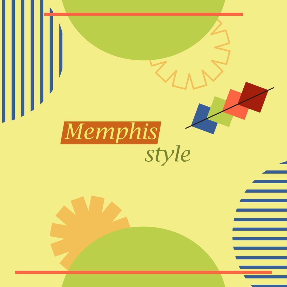 memphis estilo bandera antecedentes con geométrico elementos y sitio para texto. vector