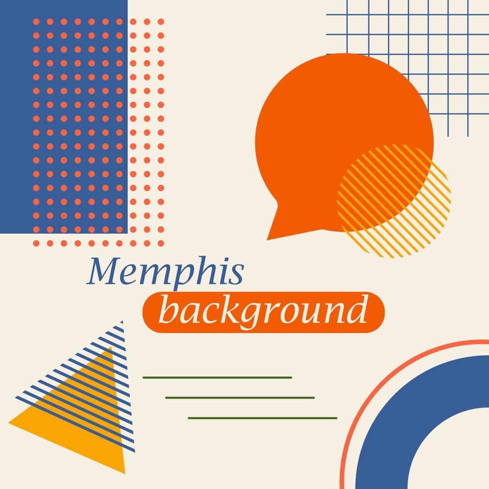 Memphis geometric background. Retro style vector illustration.