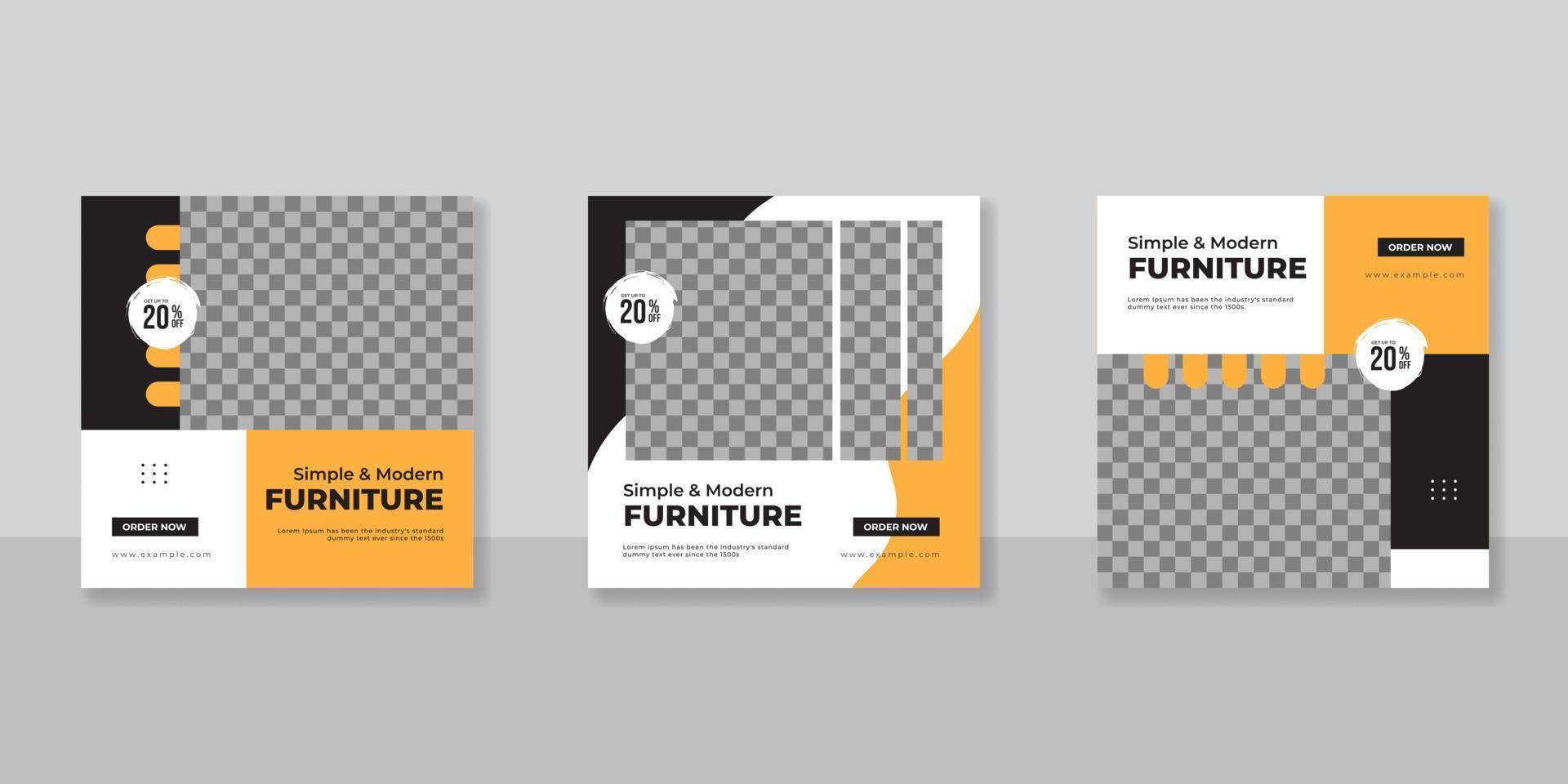 Set of Editable minimal square banner template design. Suitable for social media post and web internet ads vector