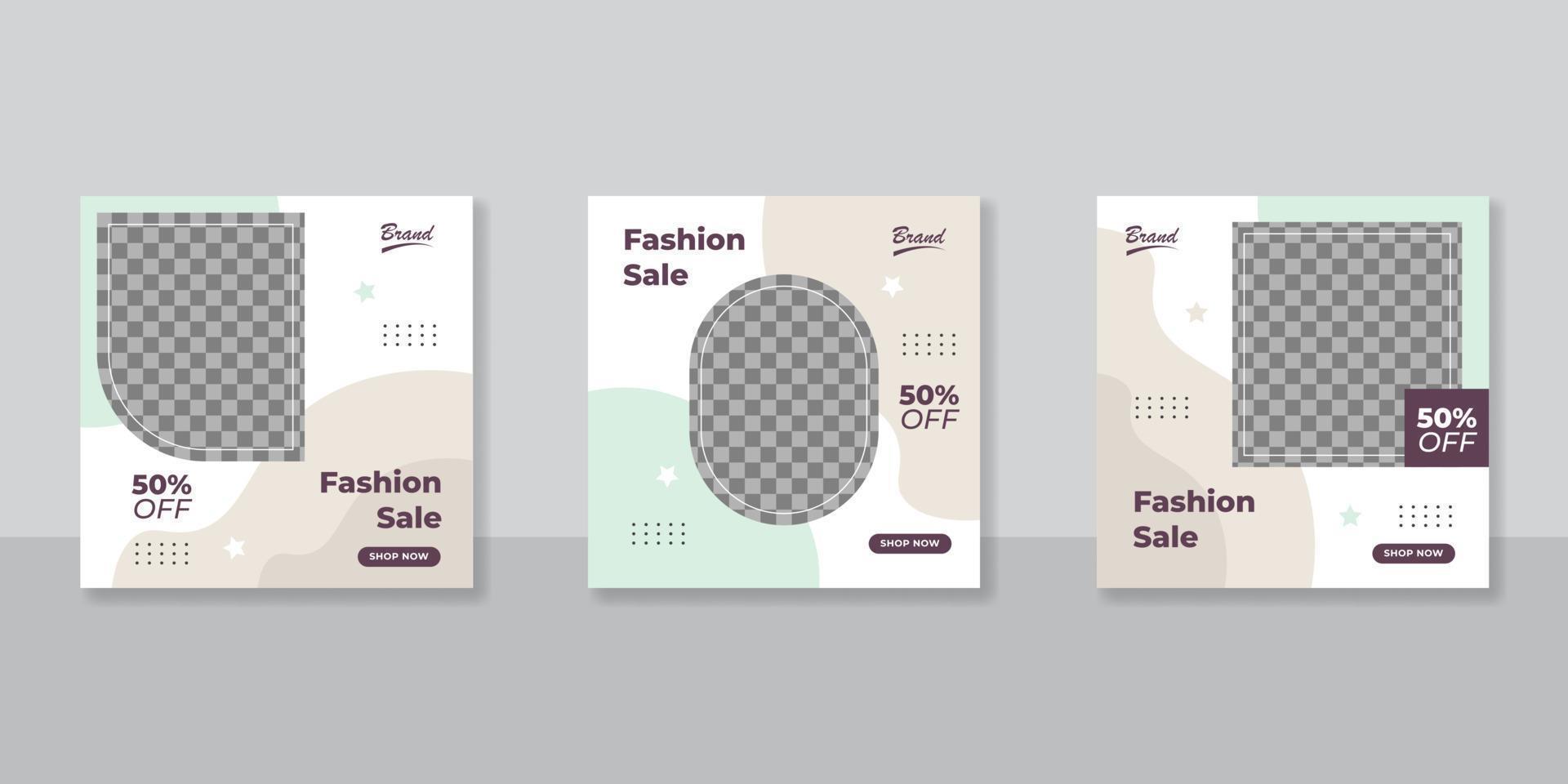 Set of Editable minimal square banner template design. Suitable for social media post and web internet ads. Vector illustration