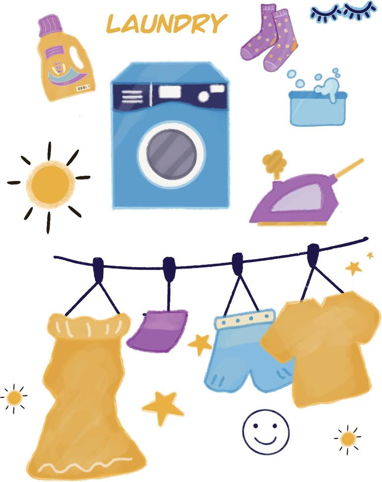 Laundry Day Sticker Set for Digital Life Planner vector