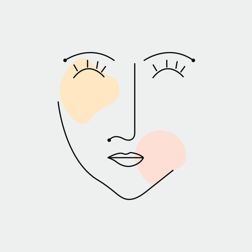Abstract woman face line art. Portrait art vector illustration face drawing