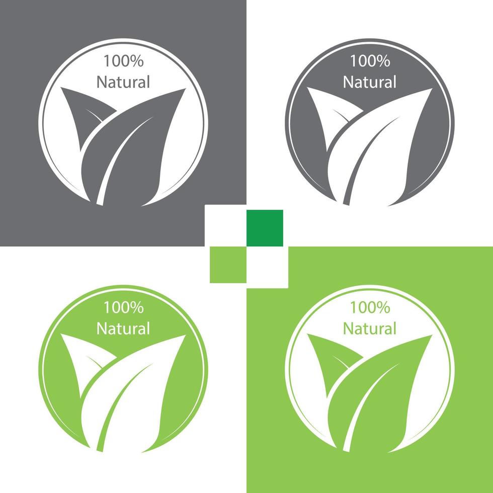 100 Percent Pure Organic Logo Icon Natural Icon Pure Leaf Stamp Leaf Rounded Seal vector