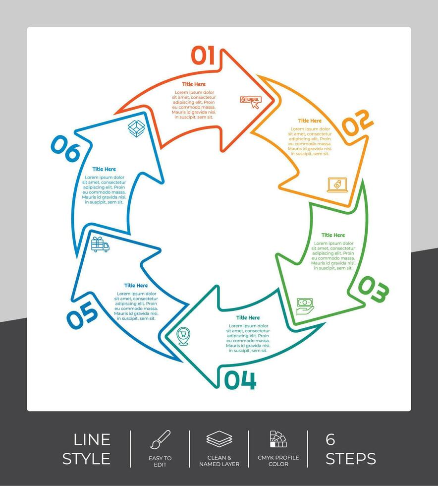 Infographic vector design with 6 steps can be used for workflow, presentation, and business purpose.