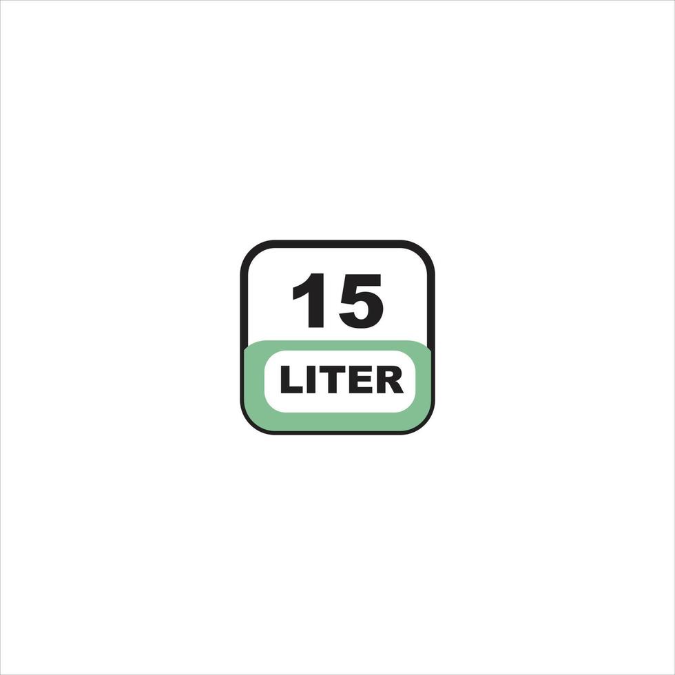 15 liters icon. Liquid measure vector in liters isolated on white background