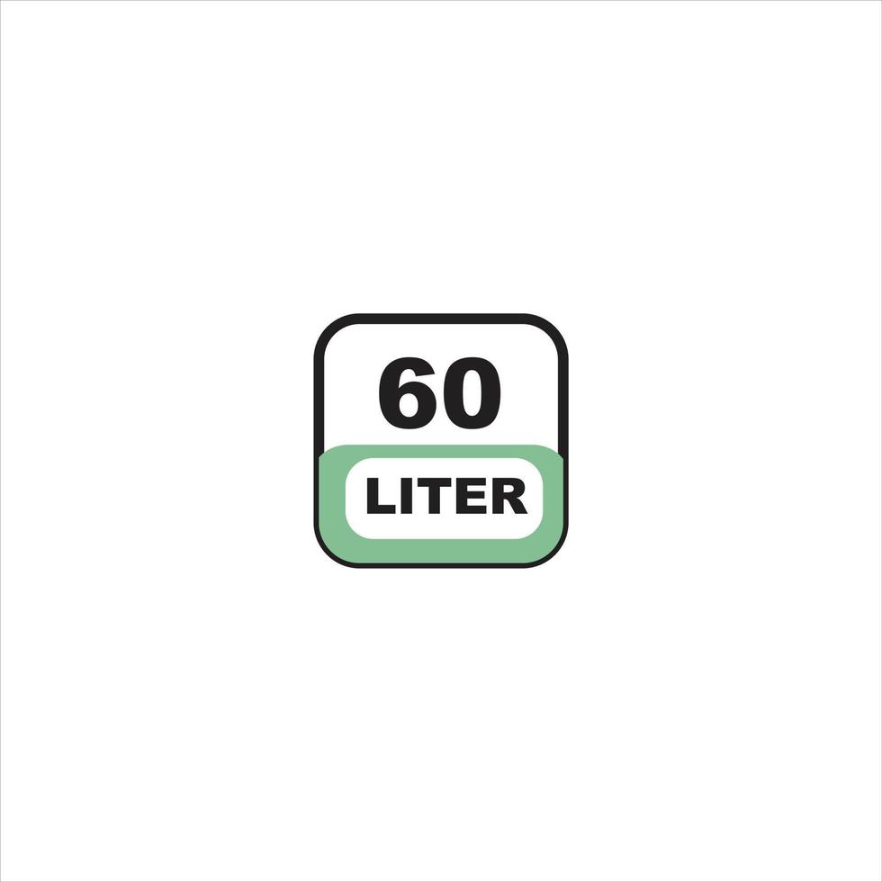 60 liters icon. Liquid measure vector in liters isolated on white background