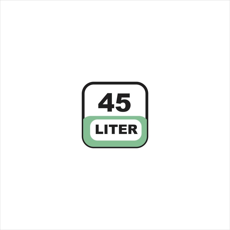 45 liters icon. Liquid measure vector in liters isolated on white background