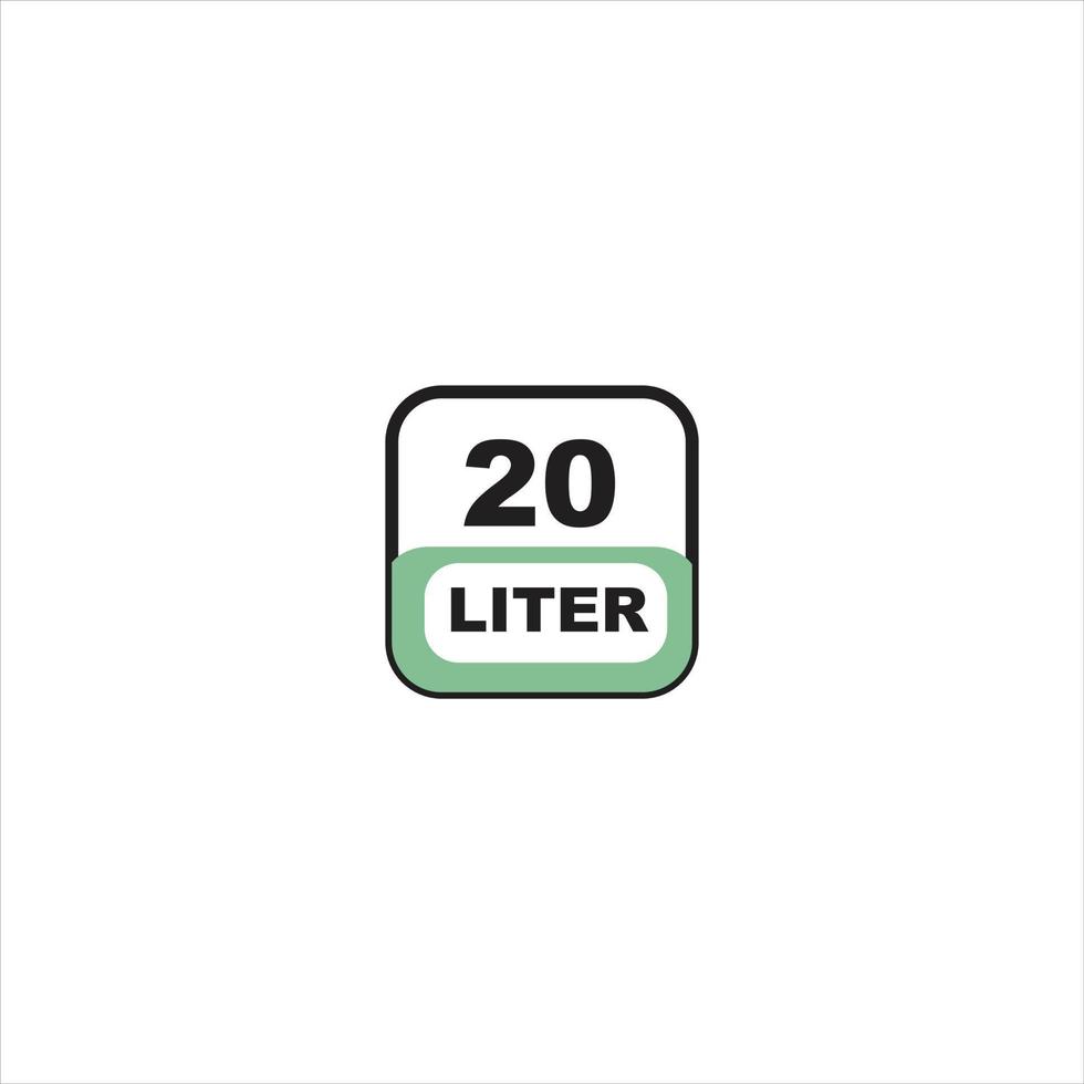 20 liters icon. Liquid measure vector in liters isolated on white background