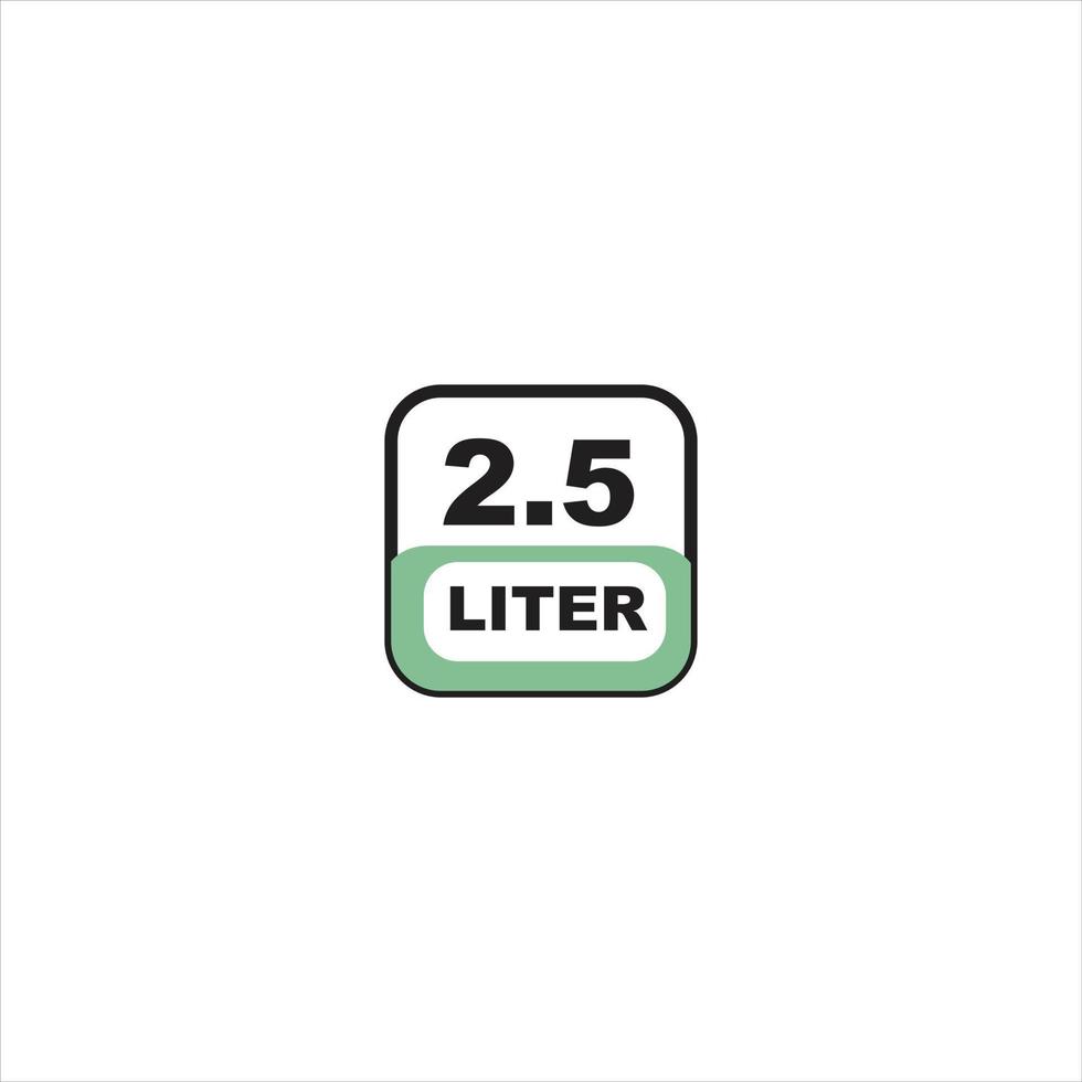 2.5 liters icon. Liquid measure vector in liters isolated on white background