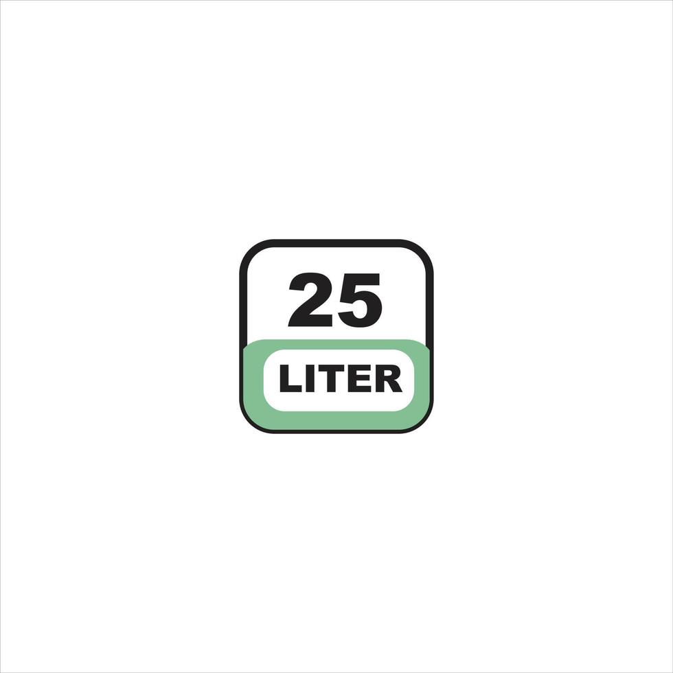 25 liters icon. Liquid measure vector in liters isolated on white background