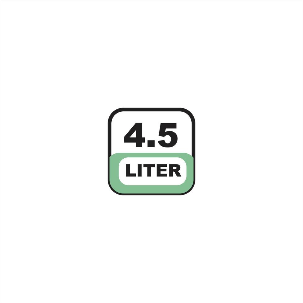 4.5 liters icon. Liquid measure vector in liters isolated on white background