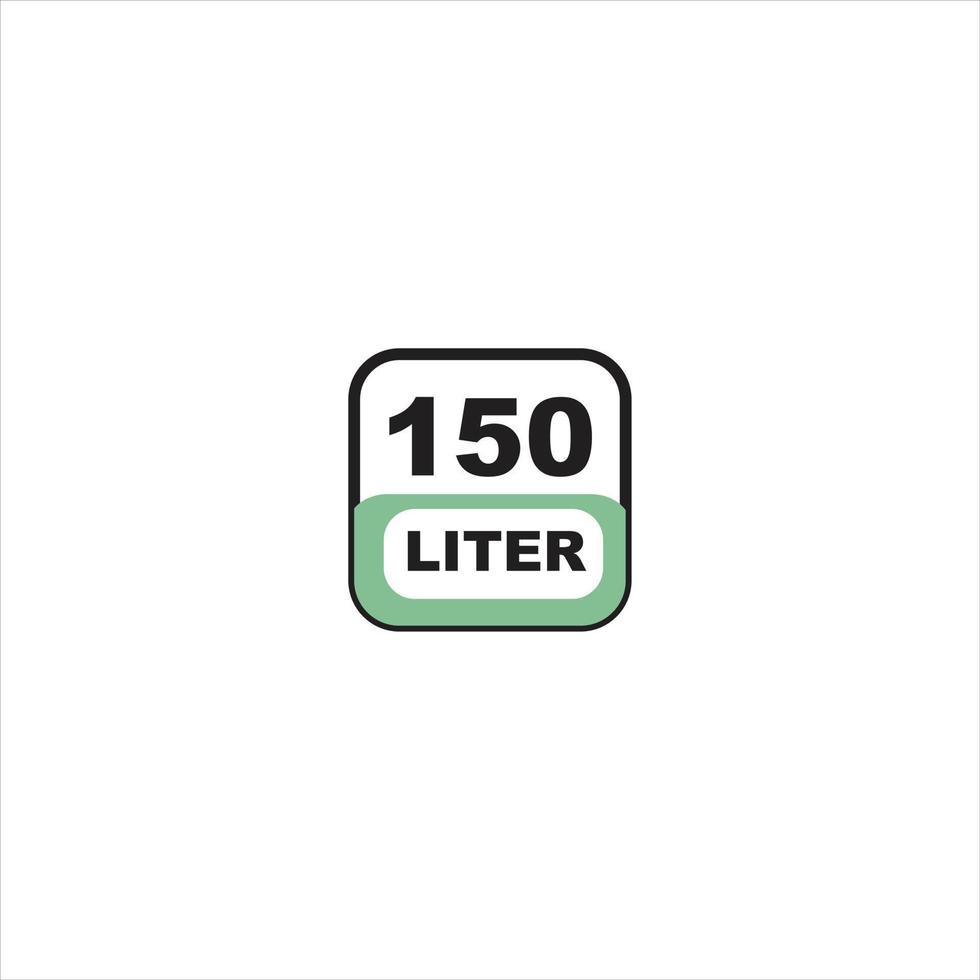 150 liters icon. Liquid measure vector in liters isolated on white background