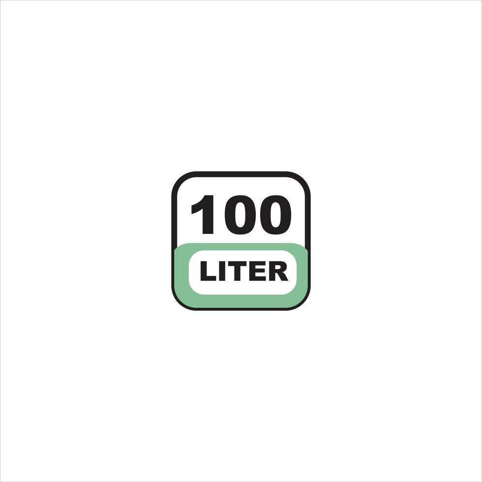100 liters icon. Liquid measure vector in liters isolated on white background