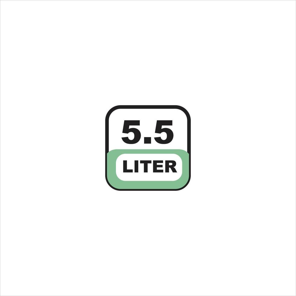 5.5 liters icon. Liquid measure vector in liters isolated on white background