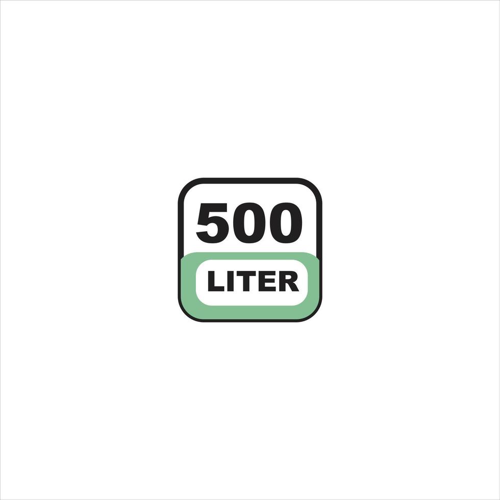 500 liters icon. Liquid measure vector in liters isolated on white background