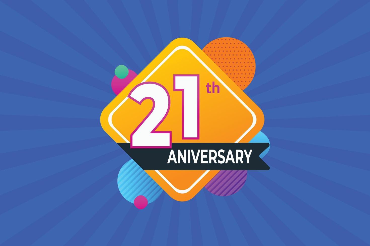 21 anniversary background with geometrical shapes vector illustration