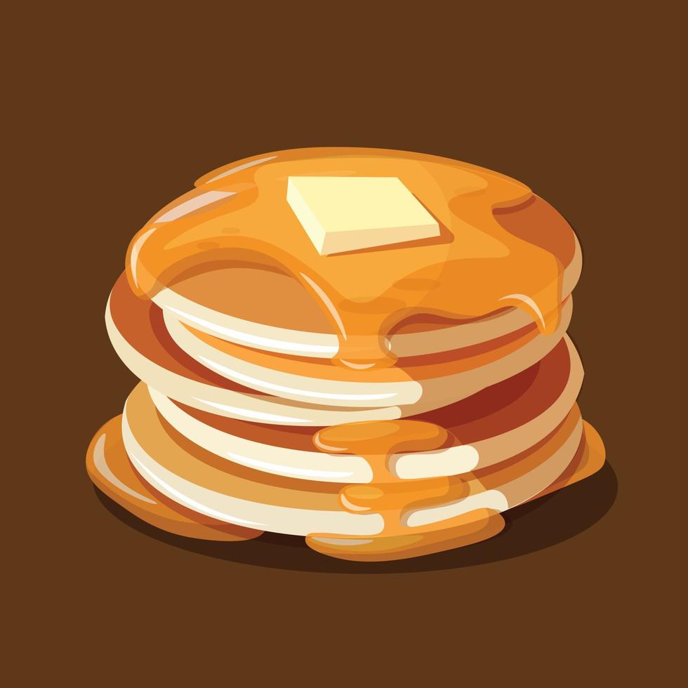 Pancake with Honey and Butter Vector Illustration