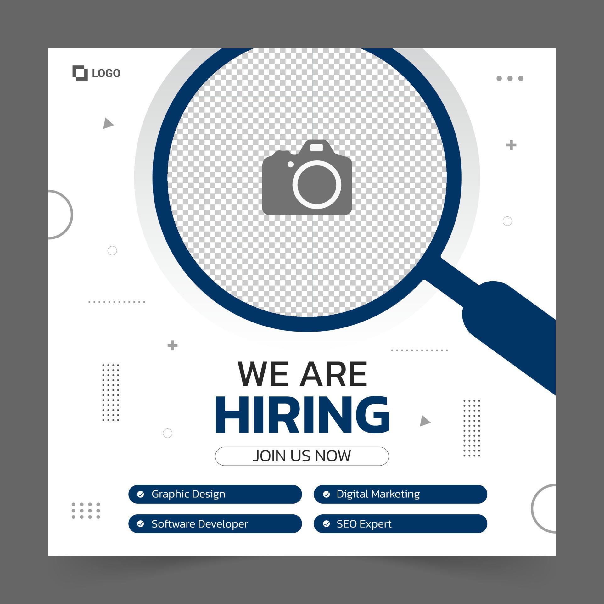 We are hiring job position social media post. Flat vector Design for