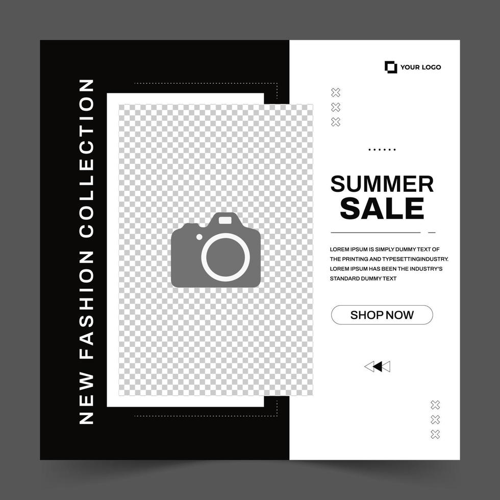 Summer sale social media post template for special offer. Digital banner, Poster, product promotion. Vector illustration.