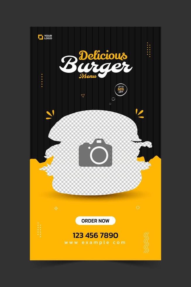 Food instagram story post template design. Suitable for Social Media Post Restaurant and culinary promotions. Set of editable sales banners. vector