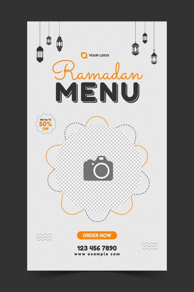 especial Ramadán menú instagram historia plantilla, Ramadán instagram historia, bandera para comida producto promoción vector