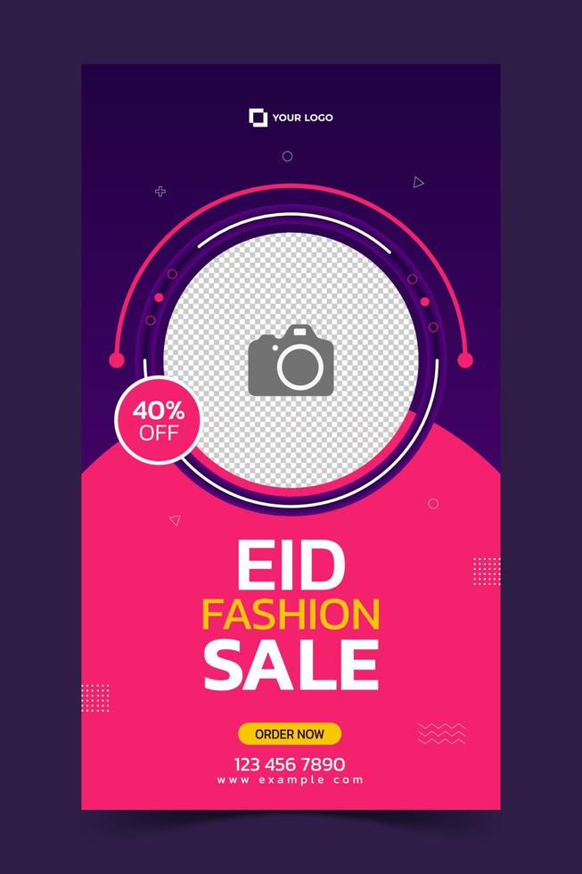 Social media post template eid fashion item sale. portrait background design. social media story template for product promotion ad vector