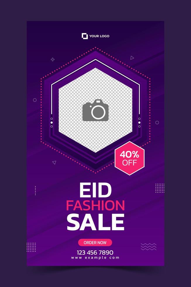 Social media post template eid fashion item sale. portrait background design. social media story template for product promotion vector