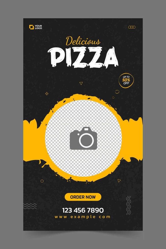 Super delicious fast food social media post story template. Healthy and tasty food web banner vector