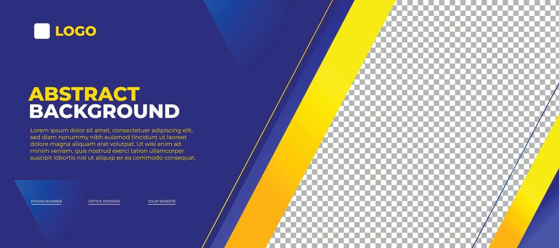 Abstract blue horizontal banner, modern business background template with copy space vector