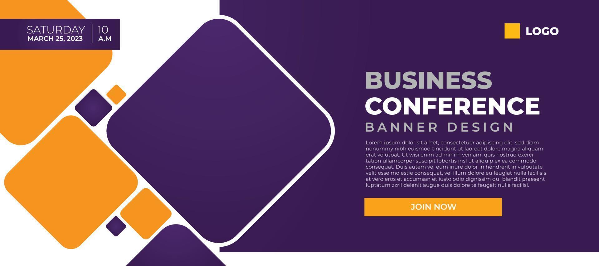 Business conferece banner vector, horizontal background template with layout text and empty space for photo vector