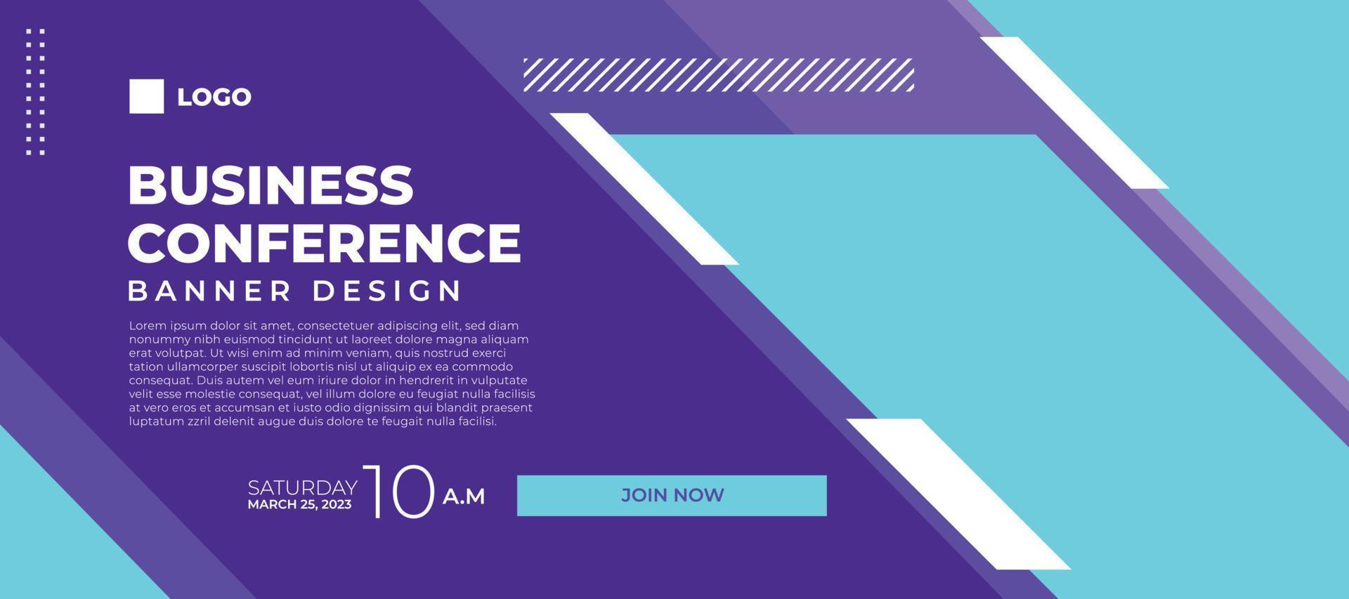 Business conferece banner vector, horizontal background template with layout text and empty space for photo vector