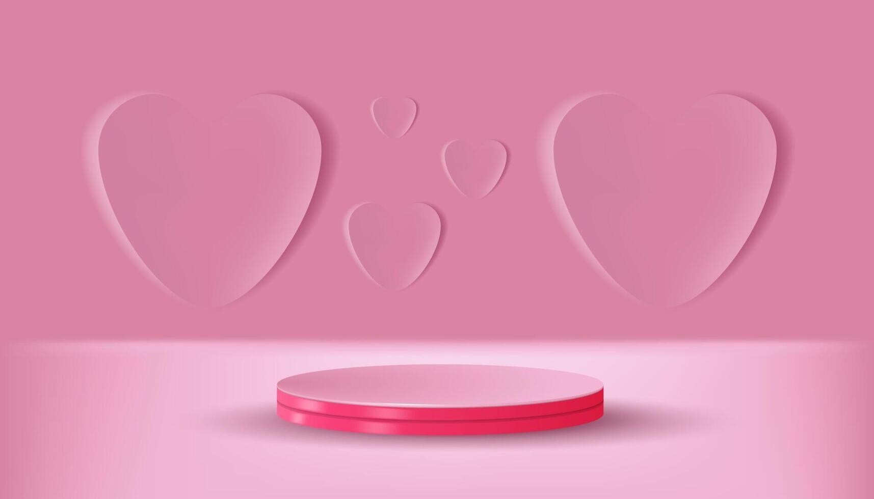 background pink pastel love neumorphism minimalist, vector 3D cylinder rendered for product presentation studio