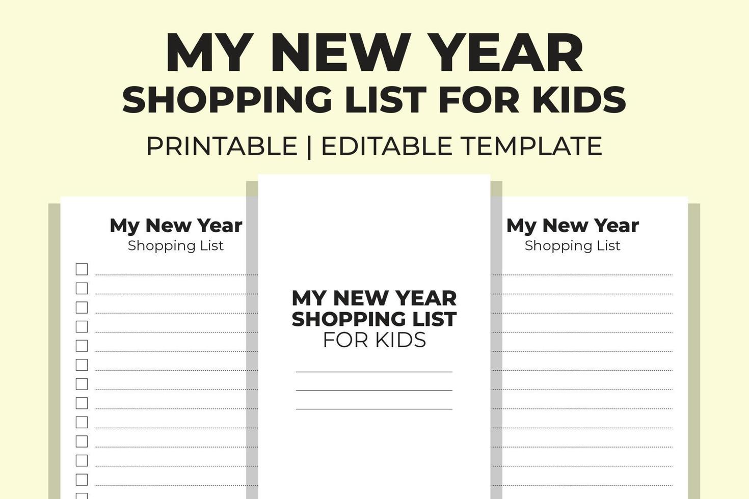 My New Year Shopping List For Kids vector