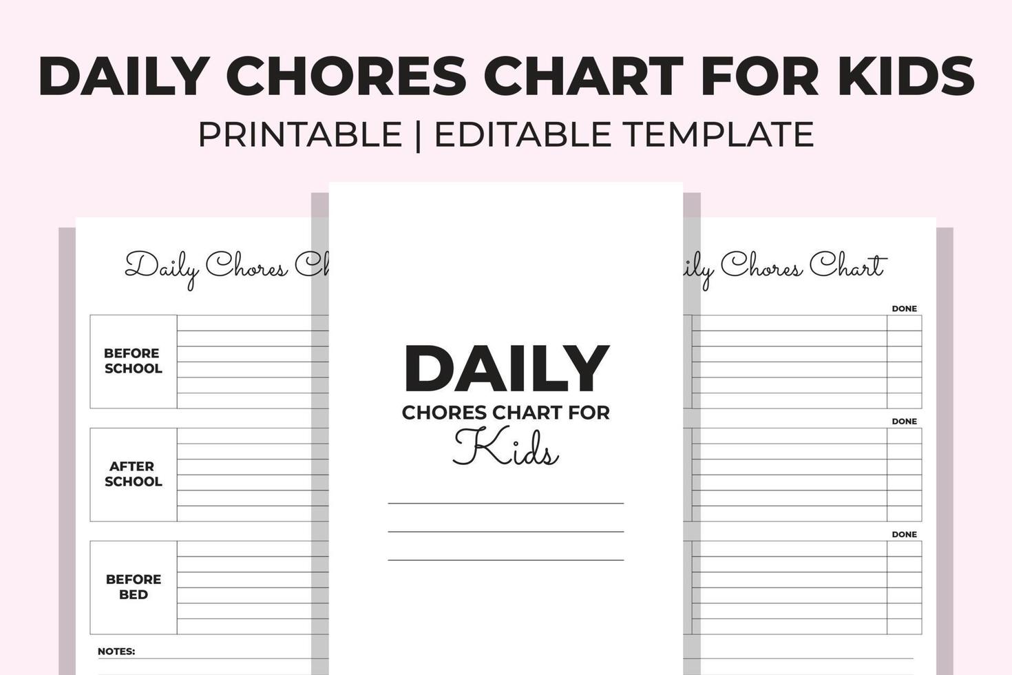 Daily Chores Chart for Kids vector