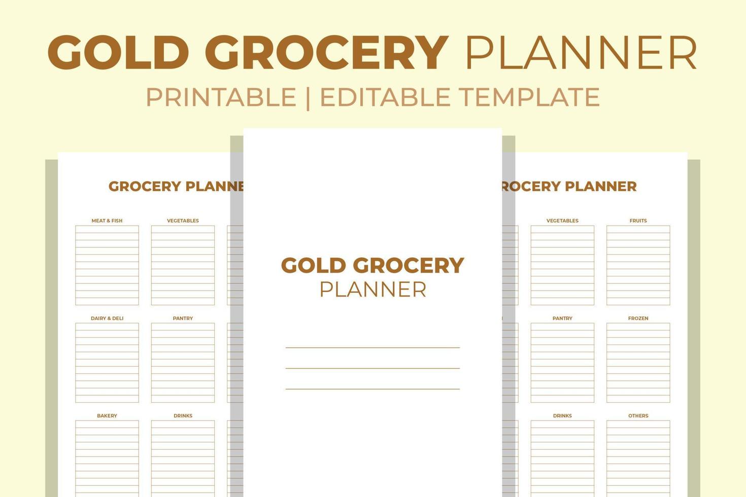 Gold Grocery Planner vector