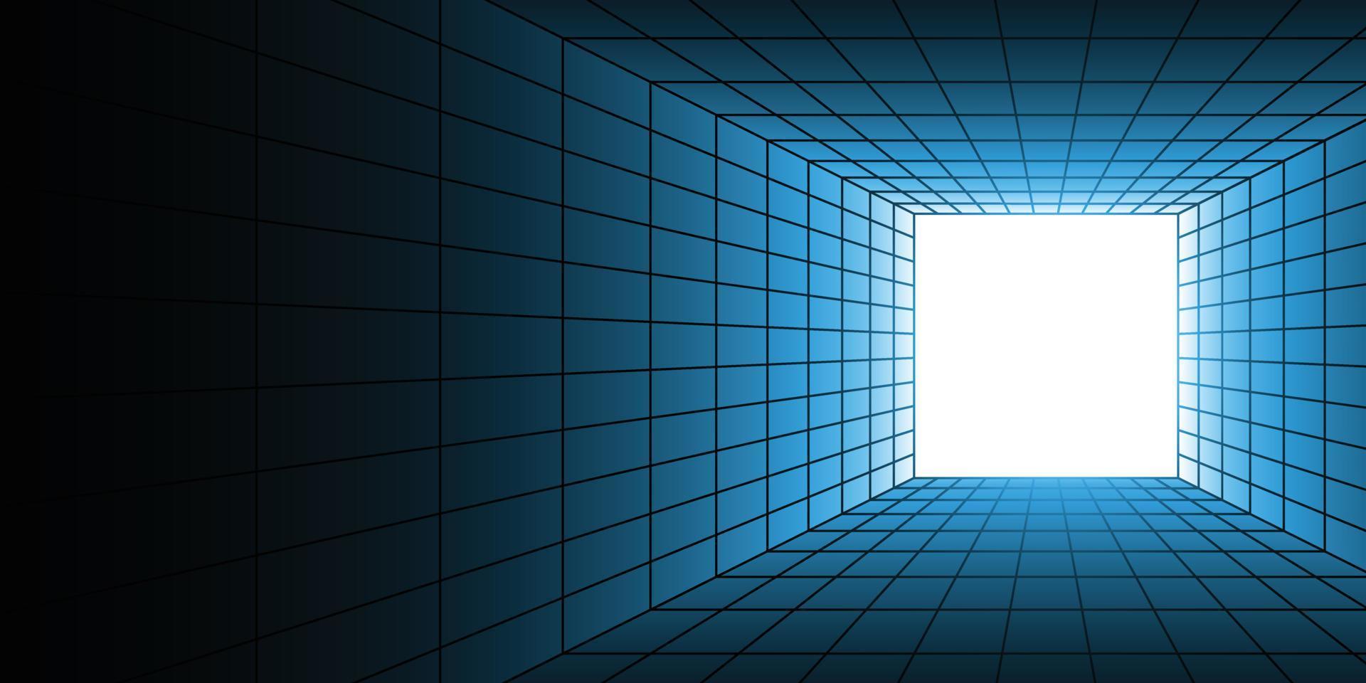 Futuristic square tunnel for wireframe background vector