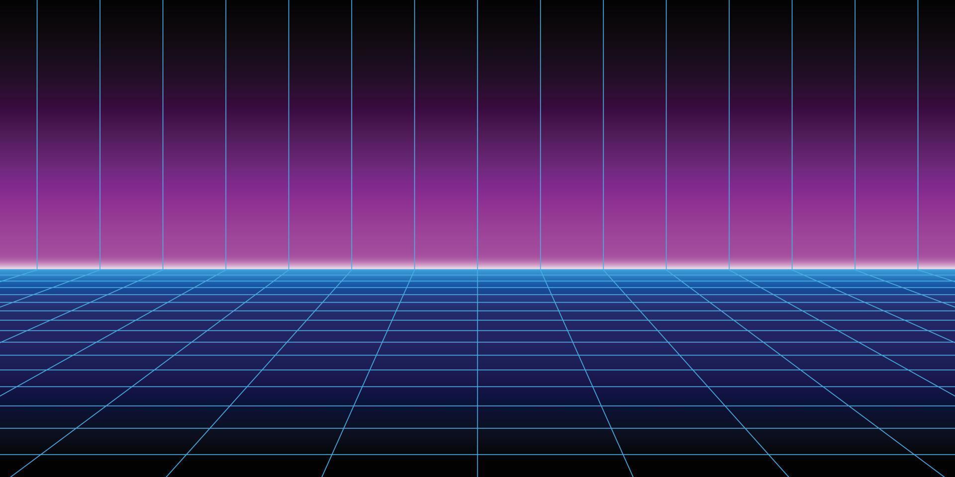 Background of neon grid for retro futuristic design vector