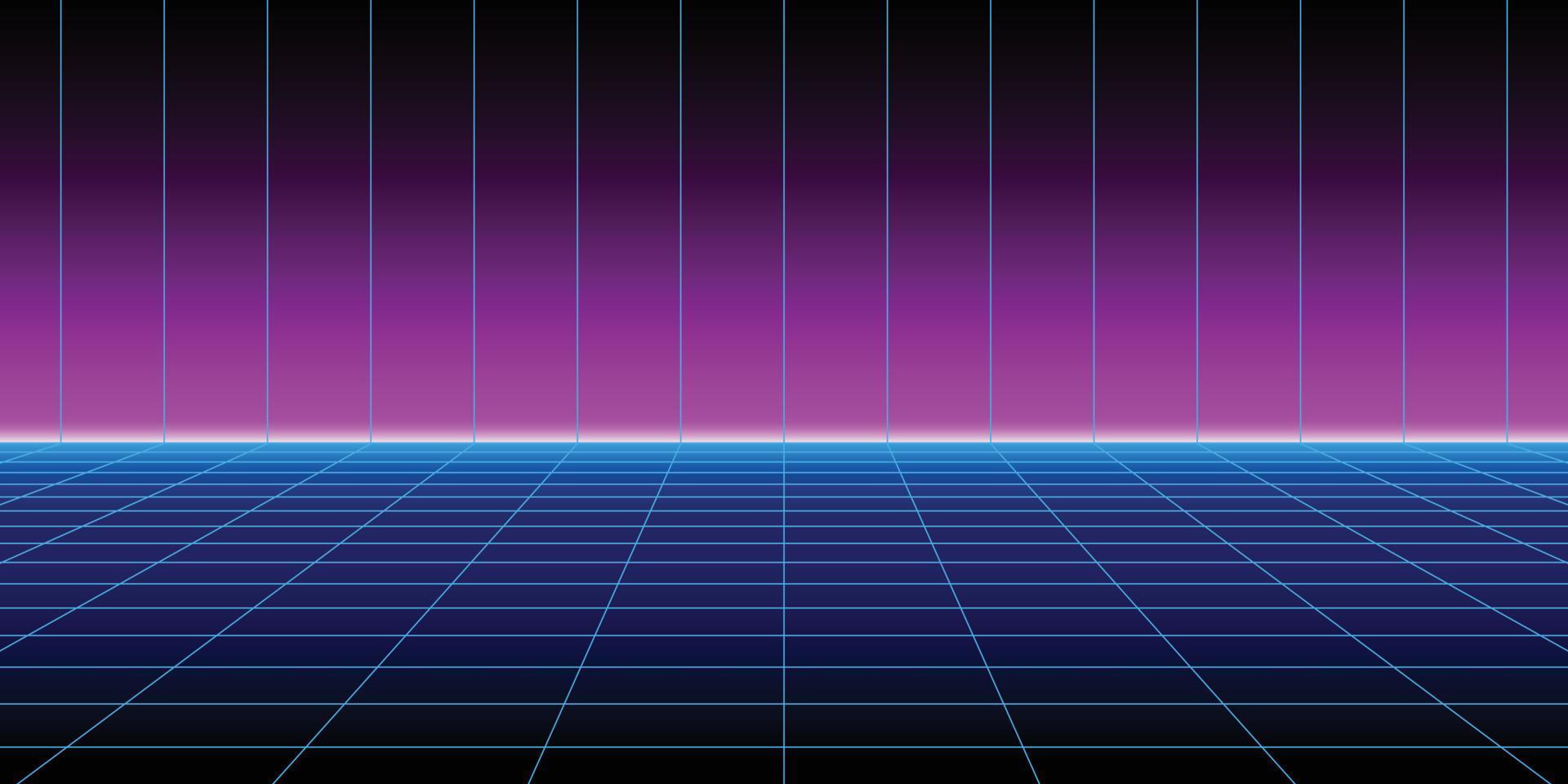 Background of neon grid for retro futuristic design vector