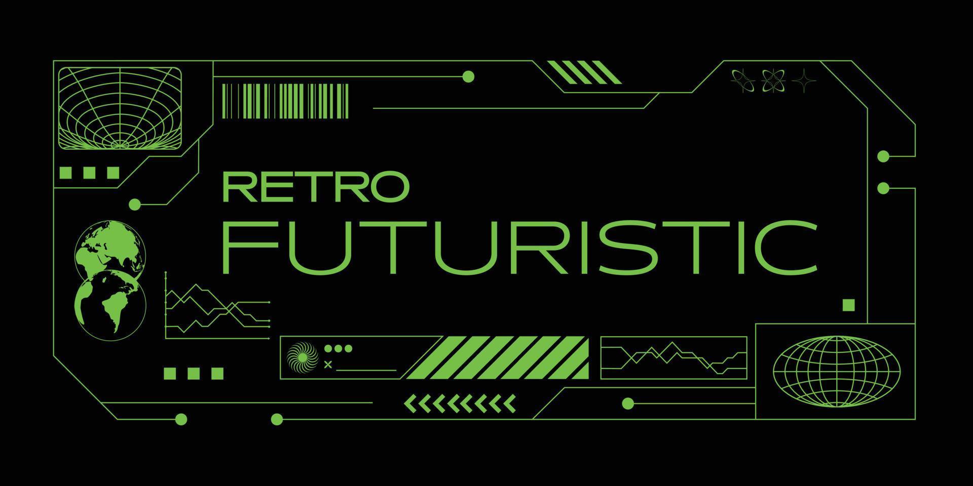 Modern retro futuristic interface frame vector