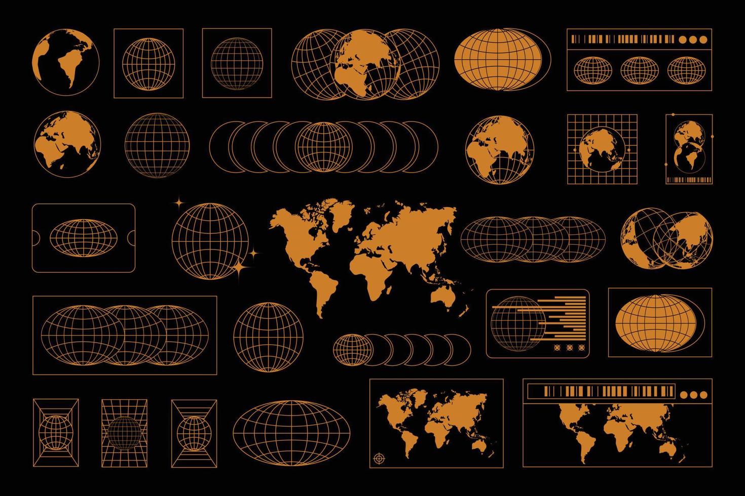 set of various world map symbol vector
