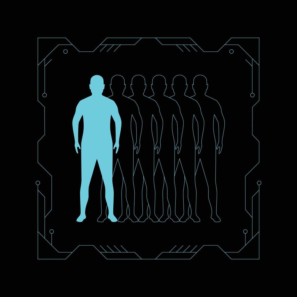 Person with futuristic circuit board interface vector